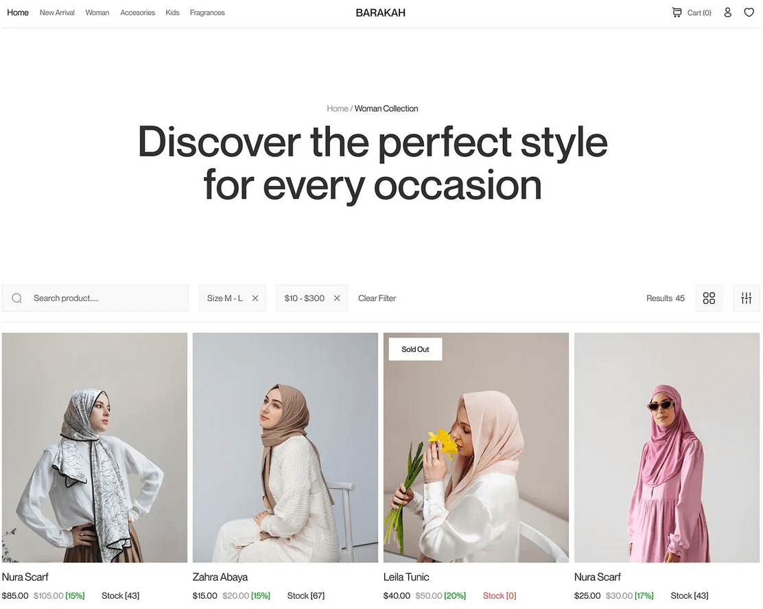 Barakah Fashion E-commerce Website